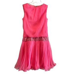 1960s Pink Chiffon Pleated Ruffle Barbie Party Dress Sz 6(?) Vintage